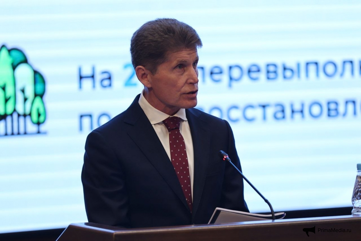 Губернатор Приморья Олег Кожемяко во время отчёта о результатах деятельности регионального правительства за 2022 год