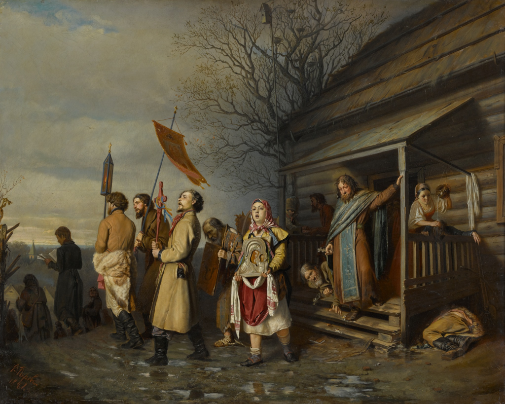 Василий Перов. Сельский крестный ход на Пасхе, 1861