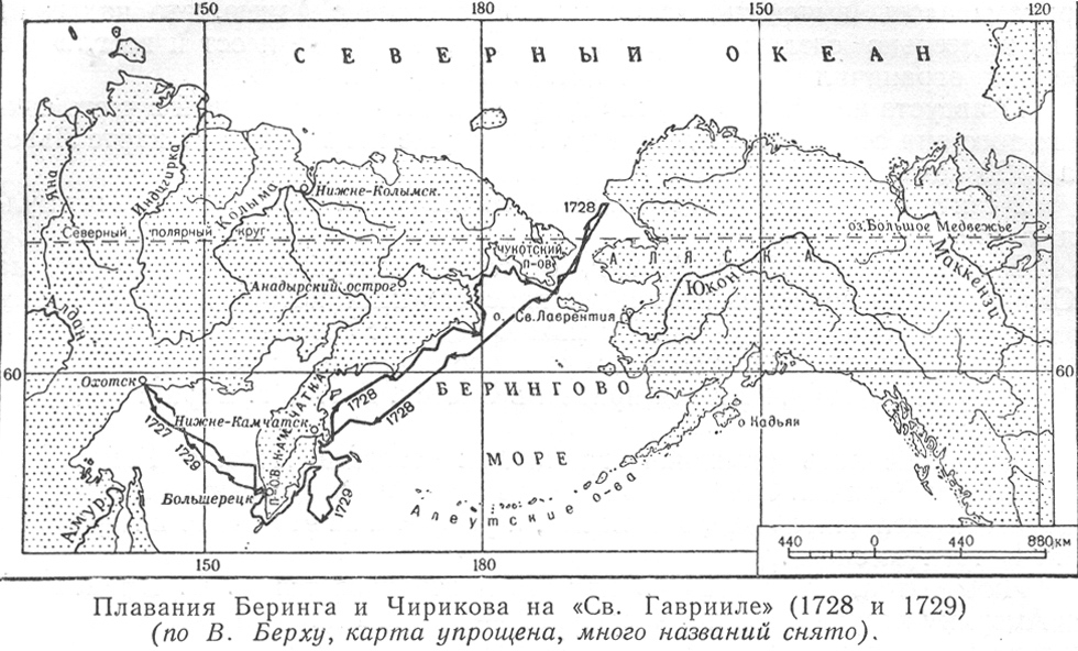 Карта 1-й Камчатской экспедиции Беринга