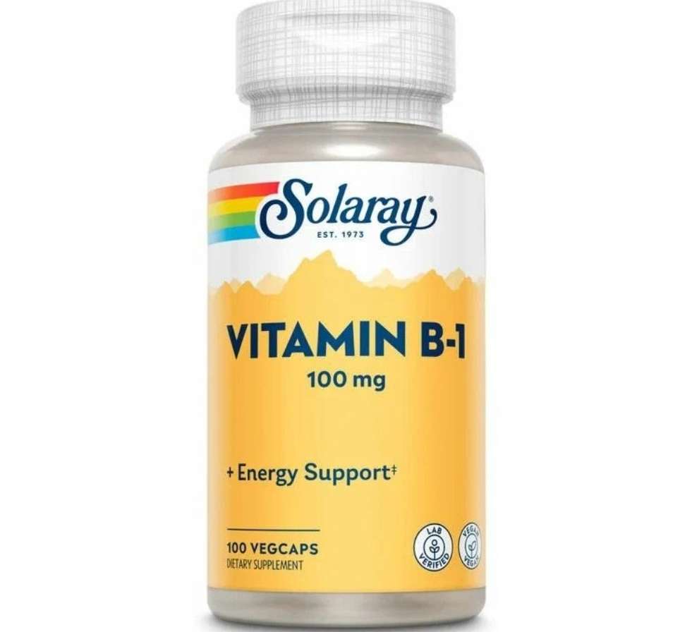 Solaray, витамин В1, 100 мг, 100 капсул VegCaps