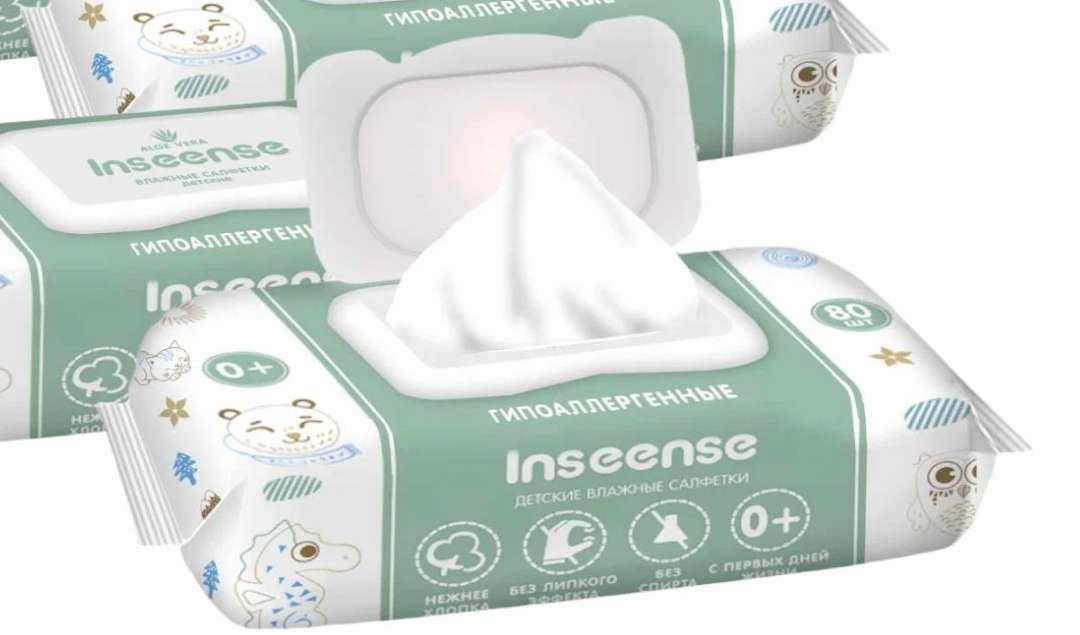 Салфетки Inseense влажные с алое вера набор 4*80 шт